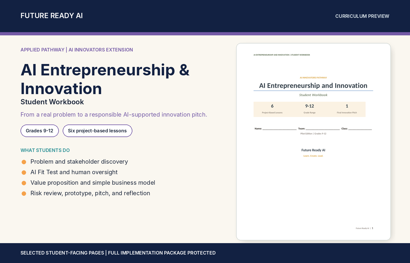 AI Entrepreneurship & Innovation public curriculum preview